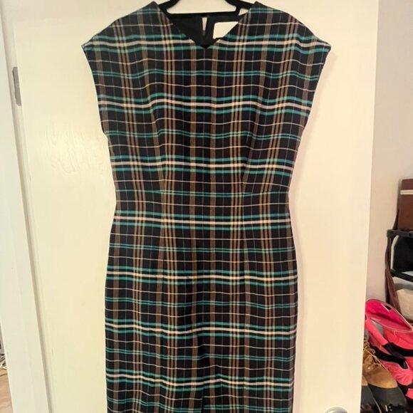 NWOT BOSS by Hugo Boss Daela Plaid Stretch Cotton Sheath Dress $445 – Size 8 - Picture 3 of 8